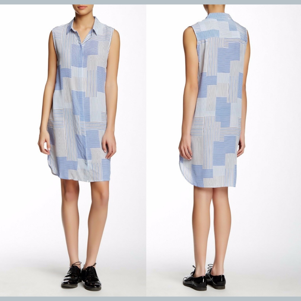 Nwt Equipment Michaela Silk Sleeveless Dress Bright White Blue [Sz Small ]